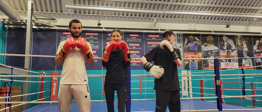 Young people in the ring with GB Boxing