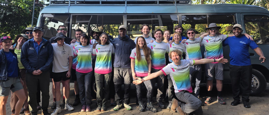 People outside a truck