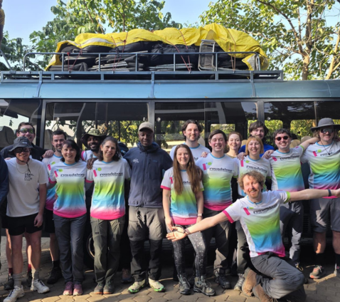 People outside a truck